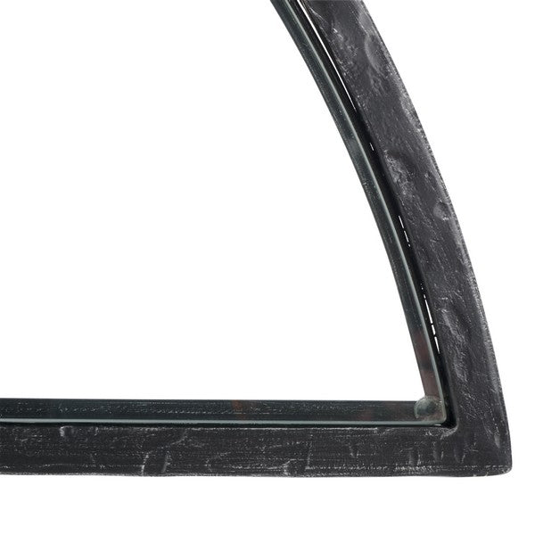 Tauri Metal Half Moon Console Table in Black