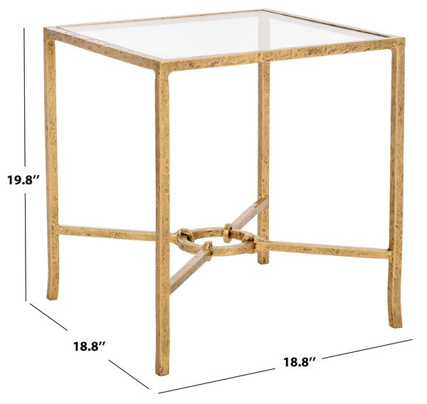 Tauri Forged Metal Square Accent Table in Brass