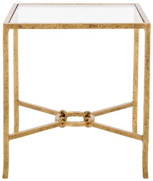 Tauri Forged Metal Square Accent Table in Brass