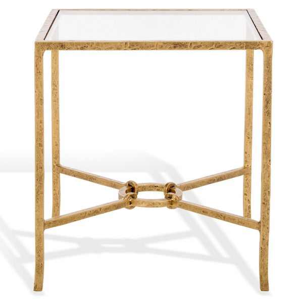 Tauri Forged Metal Square Accent Table in Brass