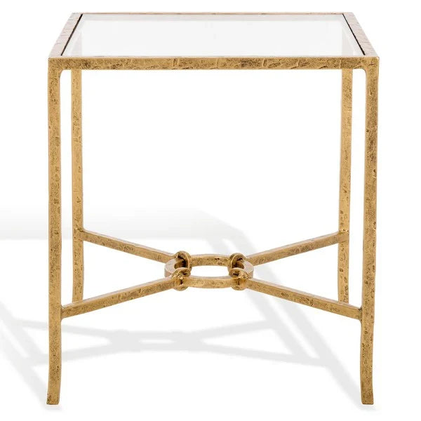 Tauri Forged Metal Square Accent Table in Brass