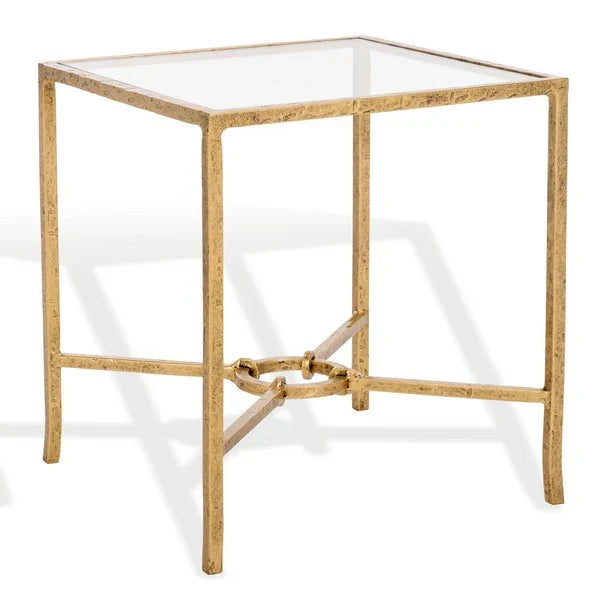 Tauri Forged Metal Square Accent Table in Brass