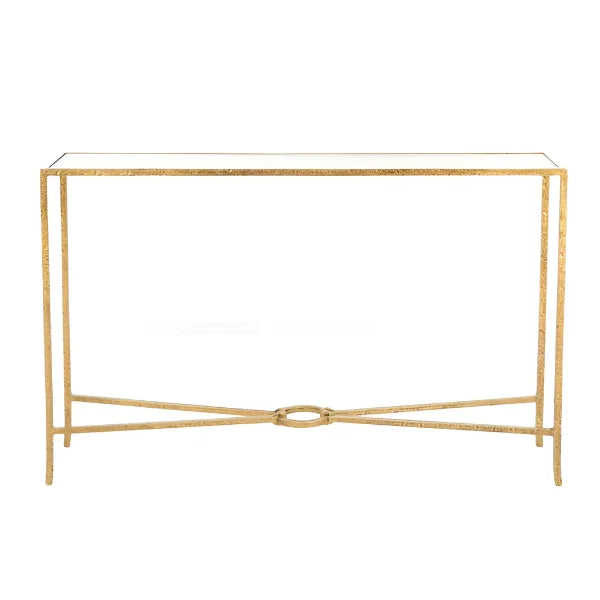 Tauri Forged Metal Console Table in Brass - The Mayfair Hall