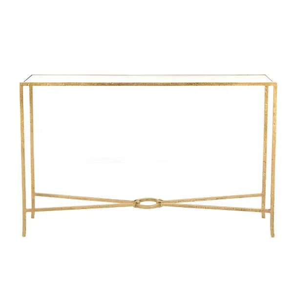 Tauri Forged Metal Console Table in Brass - The Mayfair Hall