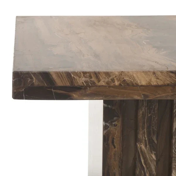 Olivia Marble Accent Table in Brown - The Mayfair Hall
