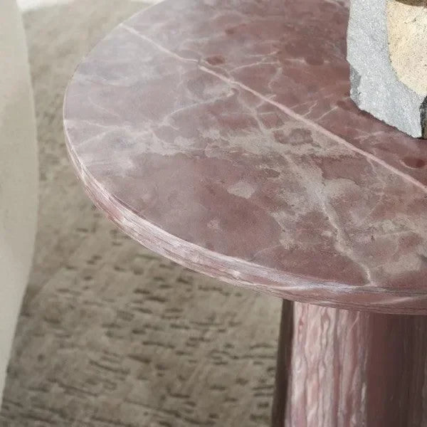 Valentia Marble Accent Table in Maroon - The Mayfair Hall