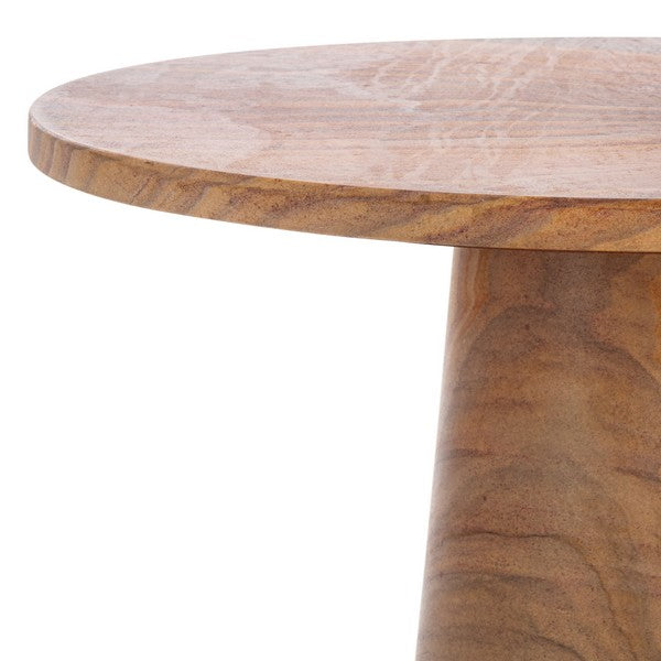 Valentia Tall Round Marble Accent Table in Brown