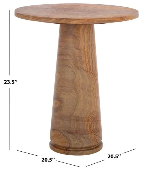 Valentia Tall Round Marble Accent Table in Brown