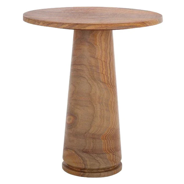 Valentia Tall Round Marble Accent Table in Brown