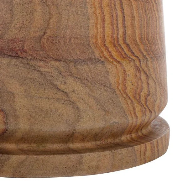 Valentia Tall Round Marble Accent Table in Brown