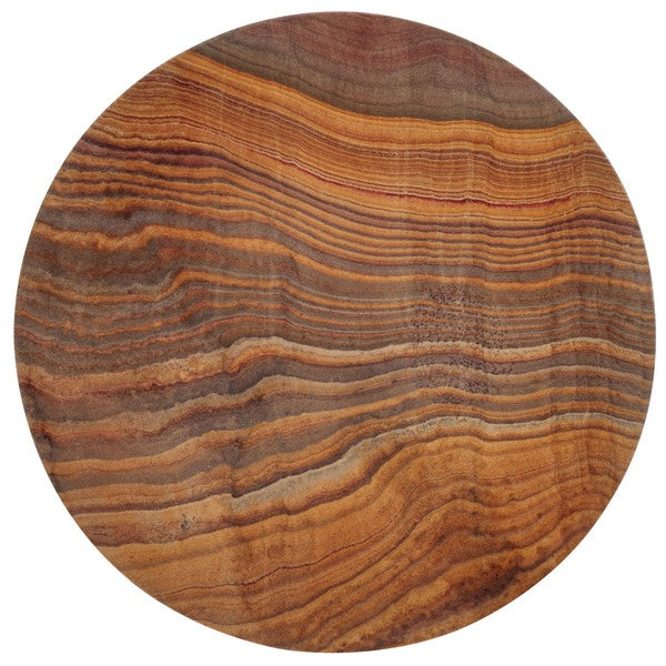 Valentia Tall Round Marble Accent Table in Brown