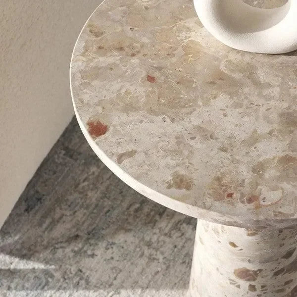 Valentia Marble Accent Table in Beige - The Mayfair Hall