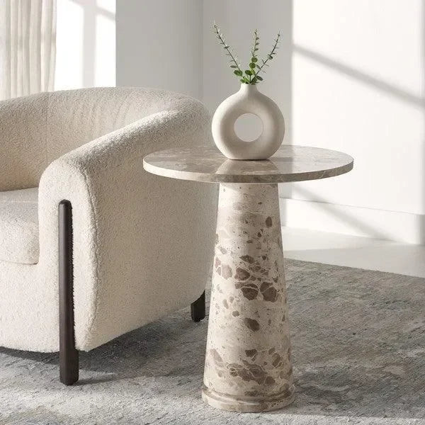 Valentia Marble Accent Table in Beige - The Mayfair Hall