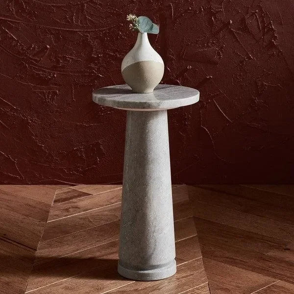 Valentia Marble Accent Table in Light Gray - The Mayfair Hall