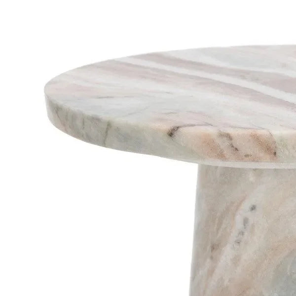 Valentia Marble Accent Table in White/Brown - The Mayfair Hall