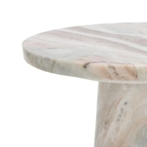 Valentia Marble Accent Table in White/Brown - The Mayfair Hall