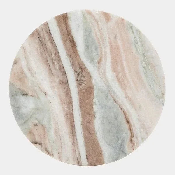Valentia Marble Accent Table in White/Brown - The Mayfair Hall
