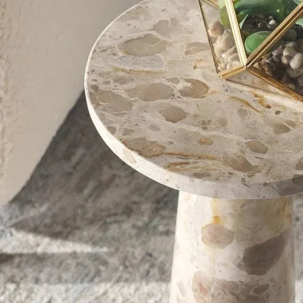 Valentia Marble Accent Table in Beige - The Mayfair Hall