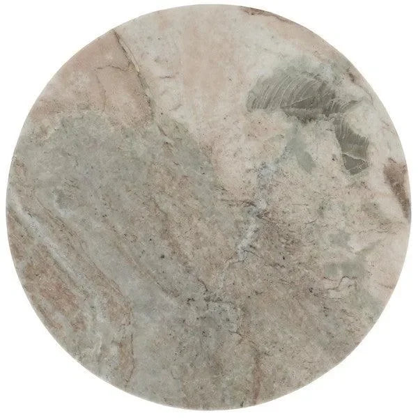 Melinda C-shaped Marble Accent Table in White and Brown - The Mayfair Hall