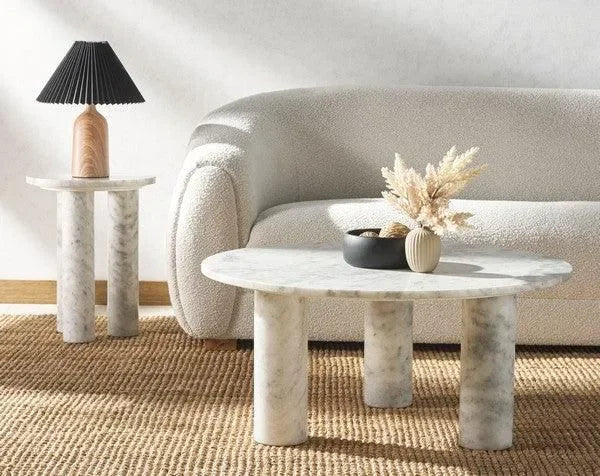 Giabella Marble Accent Table in White - The Mayfair Hall