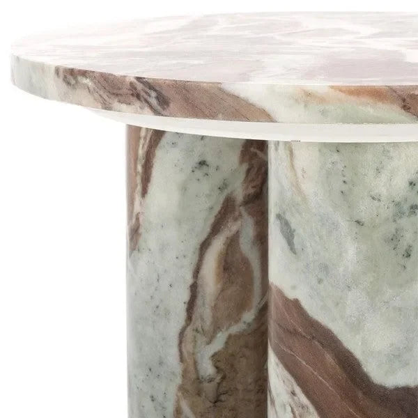 Giabella Marble Accent Table in White and Brown with 3 Leg - The Mayfair Hall