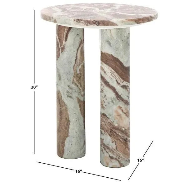 Giabella Marble Accent Table in White and Brown with 3 Leg - The Mayfair Hall