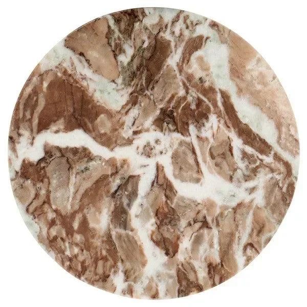 Giabella Marble Accent Table in White and Brown with 3 Leg - The Mayfair Hall