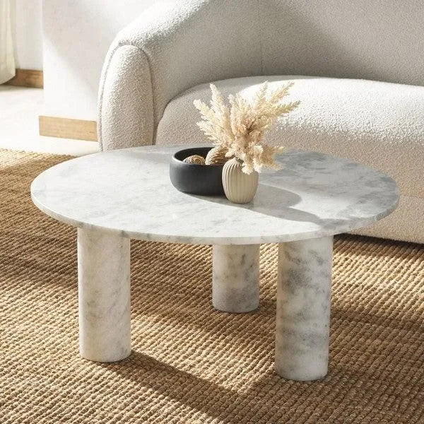 Giabella Marble Coffee Table in White - The Mayfair Hall