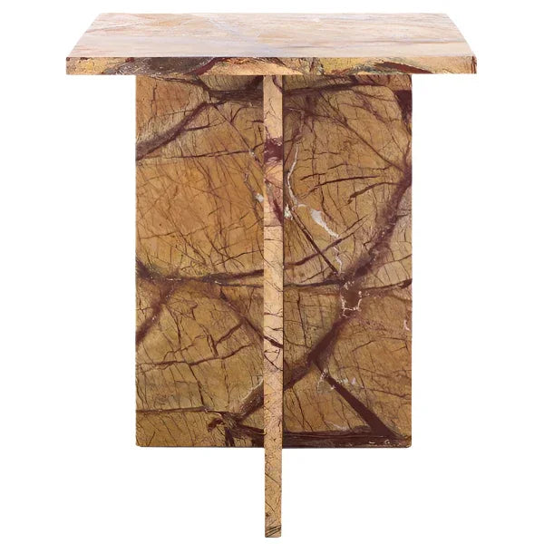 Adriano 2-Leg Marble Accent Table in Beige and Brown - The Mayfair Hall