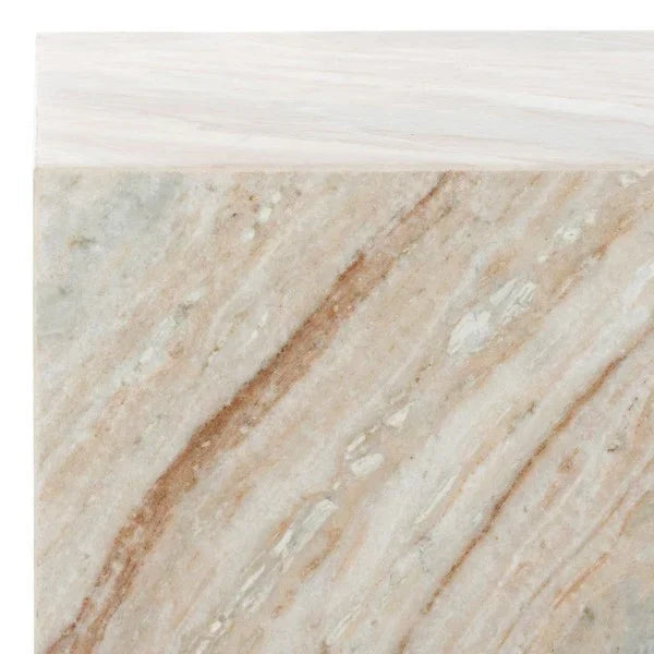 Katharina Marble Plinth Accent Table in Brown and White - The Mayfair Hall