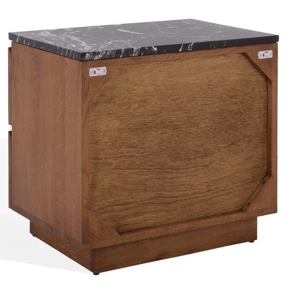 Lilybelle Wood Nightstand in Walnut with Black Marble Top