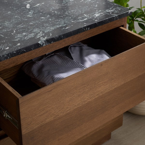 Lilybelle 4 Wood Drawer Dressser with Black Marble Top