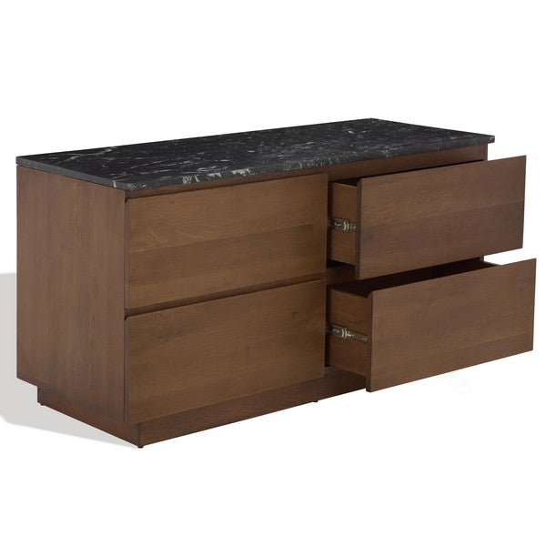 Lilybelle 4 Wood Drawer Dressser with Black Marble Top