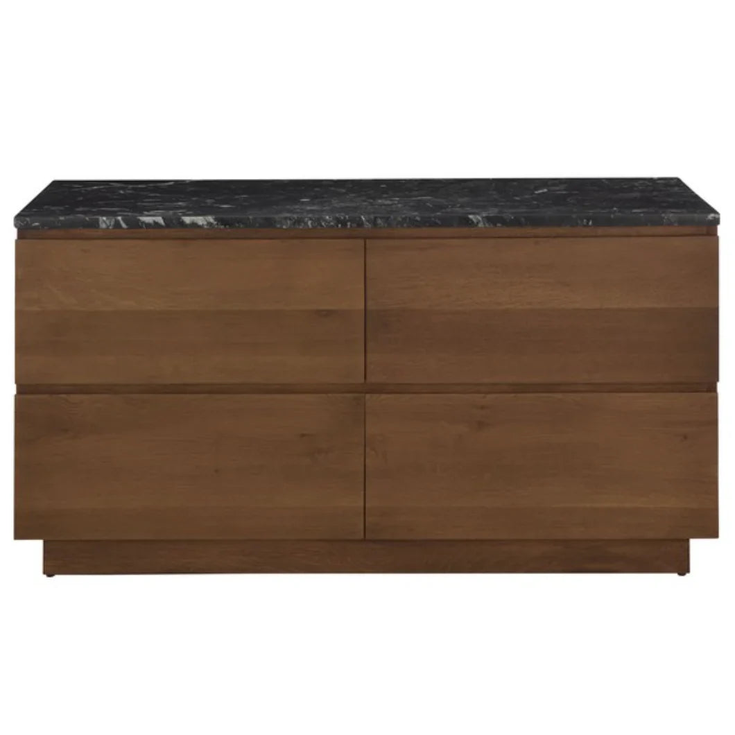 Lilybelle 4 Wood Drawer Dressser with Black Marble Top