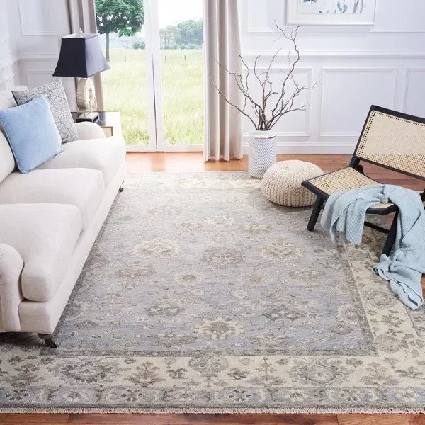 Samarkand Wool Rug in Gray and Ivory - The Mayfair Hall