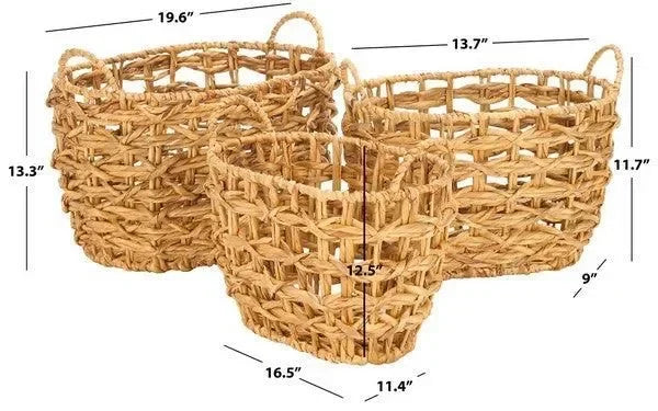 Langdon Rattan Baskets in Natural (Set of 3) - The Mayfair Hall