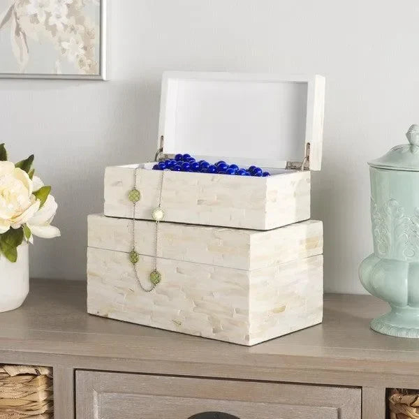 Safavieh Sabryna Champagne Mother of Pearl Boxes - Set of 2