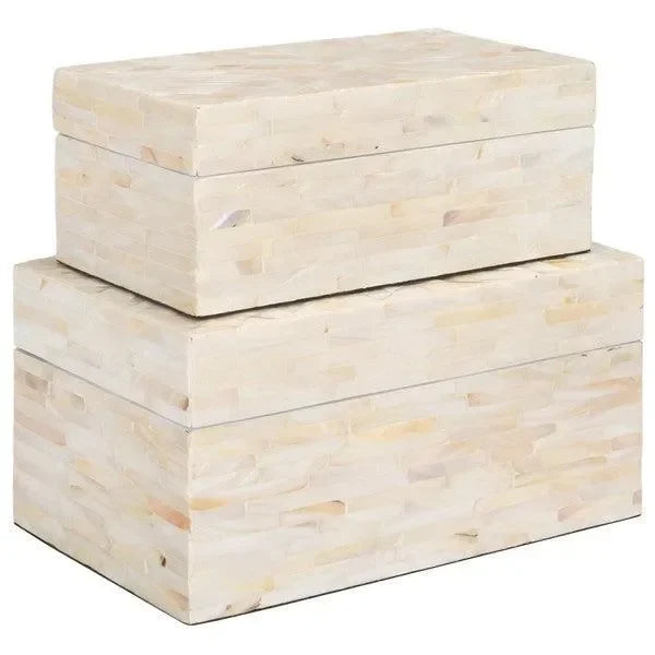 Safavieh Sabryna Champagne Mother of Pearl Boxes - Set of 2