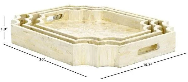 Prynne Wood Trays in Champagne Mother of Pearl (Set of 3) - The Mayfair Hall