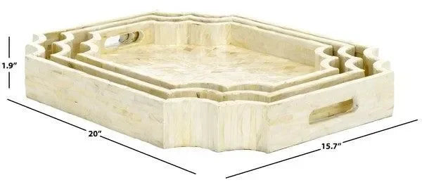 Prynne Wood Trays in Champagne Mother of Pearl (Set of 3) - The Mayfair Hall