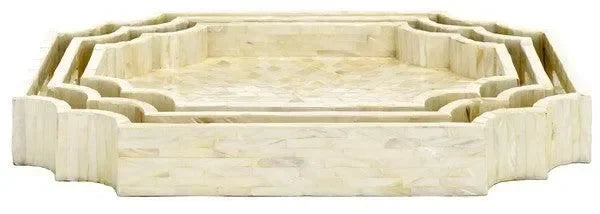 Prynne Wood Trays in Champagne Mother of Pearl (Set of 3) - The Mayfair Hall