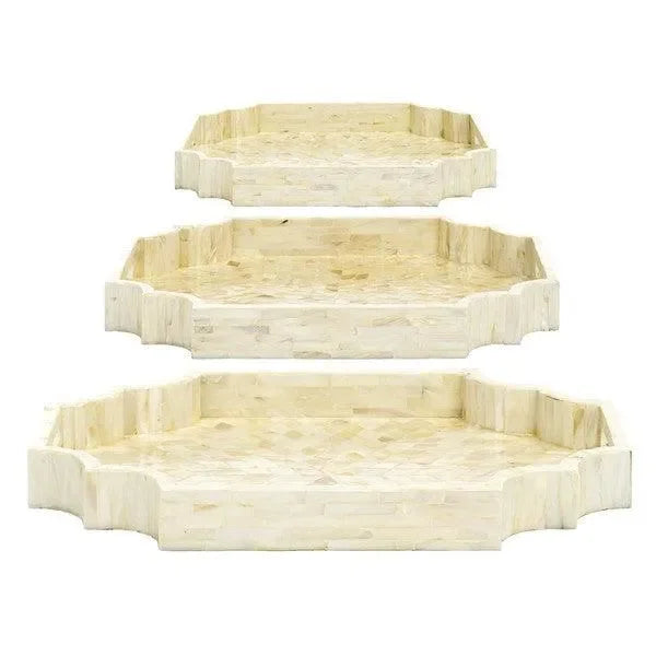 Prynne Wood Trays in Champagne Mother of Pearl (Set of 3) - The Mayfair Hall