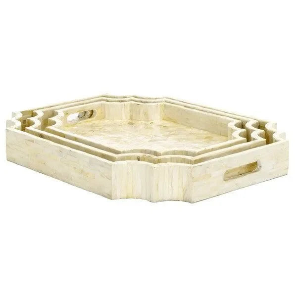 Prynne Wood Trays in Champagne Mother of Pearl (Set of 3) - The Mayfair Hall