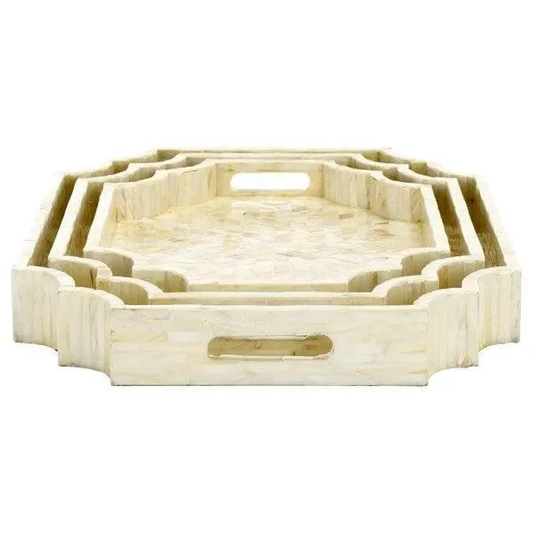 Prynne Wood Trays in Champagne Mother of Pearl (Set of 3) - The Mayfair Hall
