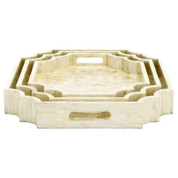 Prynne Wood Trays in Champagne Mother of Pearl (Set of 3) - The Mayfair Hall