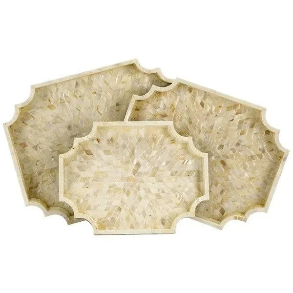 Prynne Wood Trays in Champagne Mother of Pearl (Set of 3) - The Mayfair Hall