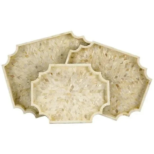 Prynne Wood Trays in Champagne Mother of Pearl (Set of 3) - The Mayfair Hall