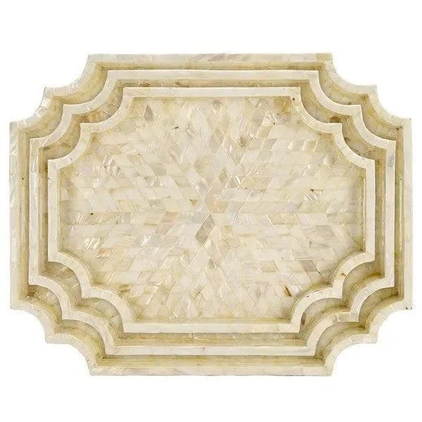 Prynne Wood Trays in Champagne Mother of Pearl (Set of 3) - The Mayfair Hall