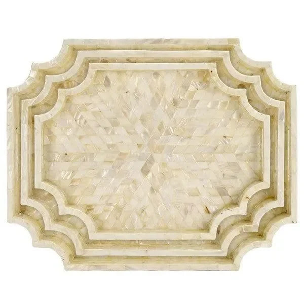 Prynne Wood Trays in Champagne Mother of Pearl (Set of 3) - The Mayfair Hall