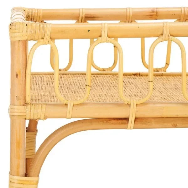 Isaiah Rattan Storage Unit in Natural with 2 Tier Shelves - The Mayfair Hall